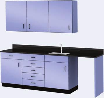 25" #1260 base cabinet (18" W) with 5 equal drawers #1490 apron panel (30" W) #1052 base cabinet (30" W) with 1 drawer, 2 doors, 1 shelf #1136 ADA sink cabinet (30" W) #0022 base filler w/ left