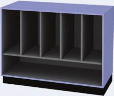 shelf #3350 tray storage wall cabinet (42" W) with 6 tray compartments #2452 light-tight base cabinet (36" W) with 2 doors, light-tight gasket at perimeter and door astragal #2451 tray storage