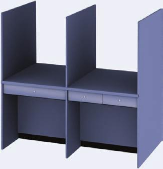 75" H x 12" D compartment above 5-18" H x 12" D compartments below heavy duty edge protection at shelf and dividers, see detail at right ½" particleboard core, laminated both