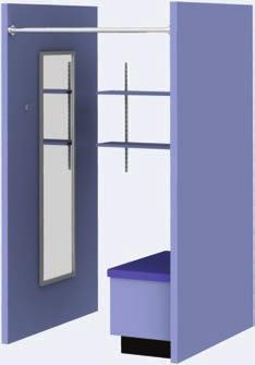 Dressing Cubicle Dictation Booth 8005 (initial) 8006 (add-on) H : 84" D : 48" Vertical side panels attach to building wall at rear.