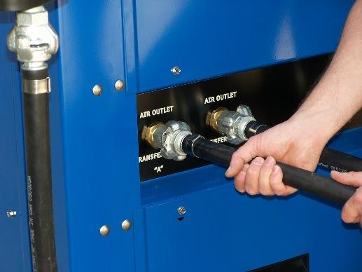 A 175 cfm air compressor is the MINIMUM required for the proper operation of the CD250 Dispenser. The minimum air pressure required is 60psi.