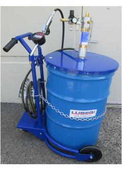 We secure the drums with a steel chain. Models with a storage rack come with a cast aluminum rack bolted to the cart handles. Drum platform comes with a drum support for use with 16 gallon drum.