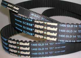 SYNCHRONOUS BELTS Super High Torque 8M, 14M - Parabolic Tooth Profile Isoran RPP Gold is the result of Megadyne's continued focus on developing high-performance drive systems for every level of