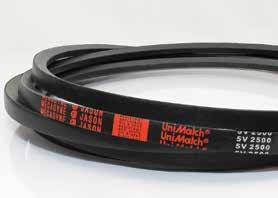 V-BELTS UniMatch Deep Wedge - 3V, 5V, 8V Oil & Heat Resistant/Static Dissipating A narrower, deeper, cross section than classical V-belts with more efficient load carrying characteristics and higher