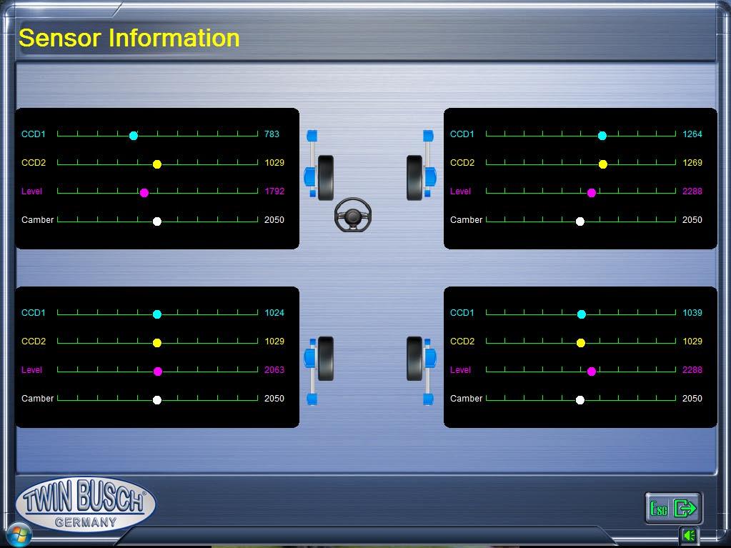 5.3.5 (F6) Sensor information TWIN BUSCH GmbH If you click the button (F6) sensor information, the screen shows a user interface, as shown in the following picture: If the colored dot is on the far