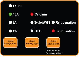 Equalisation Process (For Calcium / Conventional Sealed/WET Batteries Only) NOTE: We recommend to disconnect the Battery from the Vehicle before using this feature.