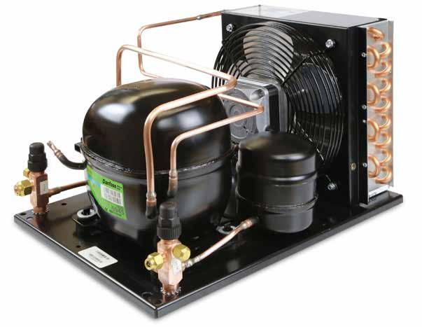 Optyma condensing unit features Metal fan shroud and guard Large condenser for high ambient performance and efficiency