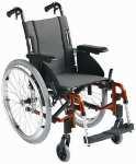 Standard steel wheelchair, Simple crossbar, Limited configuration, Available in transit version.
