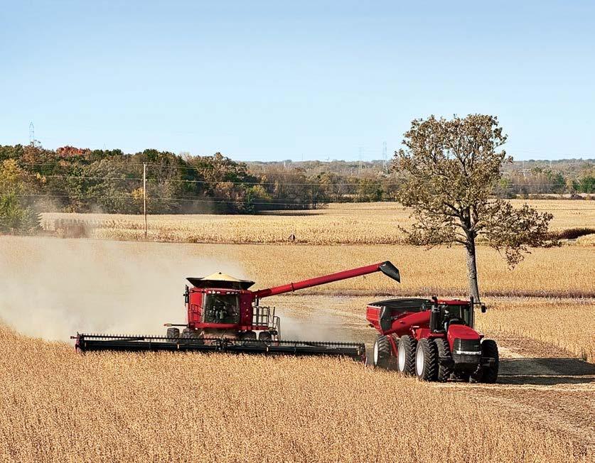 GRAIN HANDLING REDUCE YOUR UNLOAD TIME. Large grain tanks, longer augers and quick-folding, no-tools-required grain tank extensions are standard on all Axial-Flow combine models.