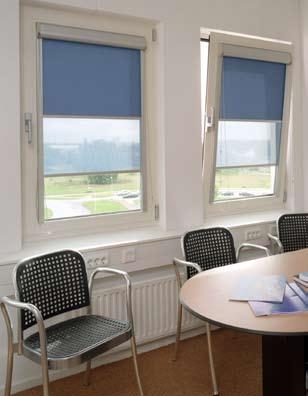 profile guides. Roller blind systems with side chain or power mechanism.