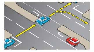Crossing a dual carriageway or joining it by turning right When it is safe to do so, wait in the median space (the gap in the central dividing strip) until there is a safe gap in traffic.