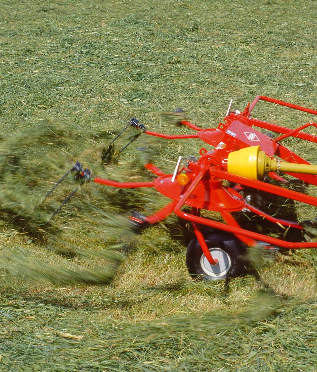 6 m) is an ideal tedder for working on farms with small fields or with low horsepower tractors.