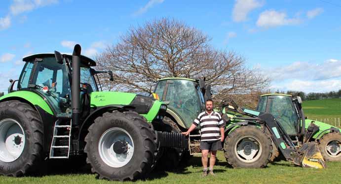 fleet of eight tractors doing baling, cultivation and