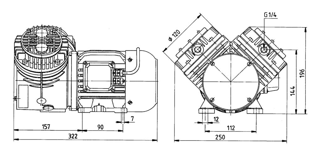 Diaphragm Pump N 035 E Installation and connection Fig. 10: Mounting dimensions N 035.1 A_E (IP44) and N 035.3 A_E (IP44) including.