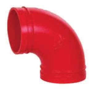 8050 90 Elbow MATERIAL SPECIFICATIONS CAST FITTINGS: Ductile Iron conforming to ASTM A-536 FINISH: Rust inhibiting paint Color: Red (standard) Hot Dipped Zinc Galvanized conforming to ASTM A-153