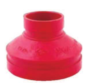 8072 Grooved Concentric Reducer MATERIAL SPECIFICATIONS CAST FITTINGS: Ductile Iron conforming to ASTM A-536 FINISH: Rust inhibiting paint Color: Red (standard) Hot Dipped Zinc Galvanized conforming