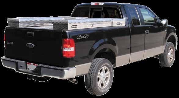 LO-SIDE Shown mounted with a cross box in a full size pickup Lo-side Low profile boxes mount on pickup truck side rail Constructed of