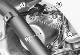 Electrical Starter System ELECTRICAL SYSTEM 15-37 Starter Motor Removal NOTICE Do not tap the starter motor shaft or body. Tapping the shaft or body could damage the motor.
