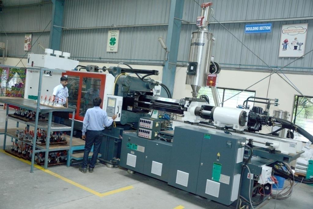 Injection moulding machine for trials.