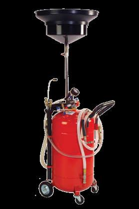 24-GALLON WASTE OIL DRAIN AND EVACUATOR WITH PROBE KIT MODEL 8895 AFF provides waste fluid recovery through traditional gravity feed and dipstick probes with specialized adapters.