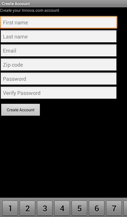 Getting Started LAUNCHING THE QUICKLINK APP Creating an Account 1. From the Innova Account page, tap Create account. The Create Account page displays. 2.
