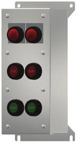 stations can be factory ordered to include combinations of pilot lights, push buttons, rotary selector switches, ammeters and terminal