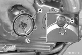 Install the oil filter cover so that the arrow mark Tighten the oil filter cover bolts to the specified torque. Tightening Torque Oil Filter Cover Bolts: 8.8 N m (0.