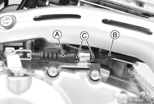 If the clutch lever free play cannot be adjusted at the clutch lever, make the adjustment further down the cable as follows. Loosen the locknut at the clutch lever.