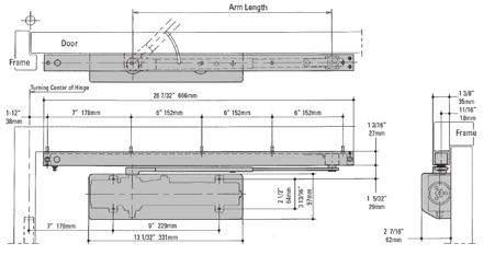 15 amperer Arm Length 12 23 /32 323mm Push-Side Installation 13 1 /16 332mm 13 7 /16 341mm 13 25 /32 350mm 14 1 /8 359mm 14 1 /2 368mm 14 27 /32 377mm d-4550eh Hold open (Push) Application 15 3 /16