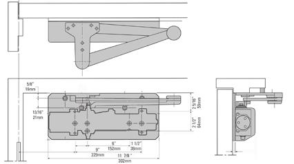 HeaVy duty arm application HEAVY duty ArM (PuSH) APPLIcAtIon d-4550 / d-4551 Series door closer Specifications EDA, H-EDA, S, CS, HS and HCS Can be templated for either 120 or 180 (when butt, frame