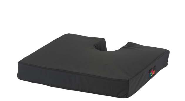 CUSHIONS Foam Coccyx Cushion 2654C-3 Coccyx cutout reduces pressure on the tailbone and spine Wheelchair cushion helps equalize pressure and reduce soreness Removable, machine washable