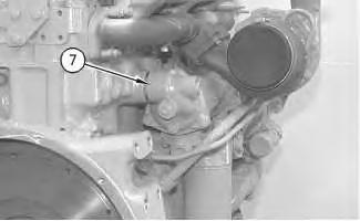 Illustration 4 Right side engine g00543009 Coolant from engine oil cooler to the supply manifold (7) The water pump (4) pulls the antifreeze coolant solution from the bottom of radiator (2).