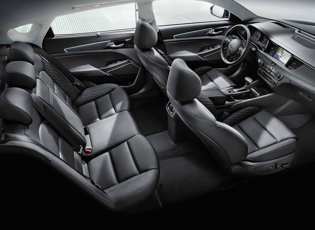 KIA.CA/CADENZA INTERIOR COMFORT PREMIUM QUILTED NAPPA LEATHER* perfectly complements the deeply contoured seating SOUND-REDUCING GLASS reduces road noise for a quieter ride DRIVER S SEAT MEMORY