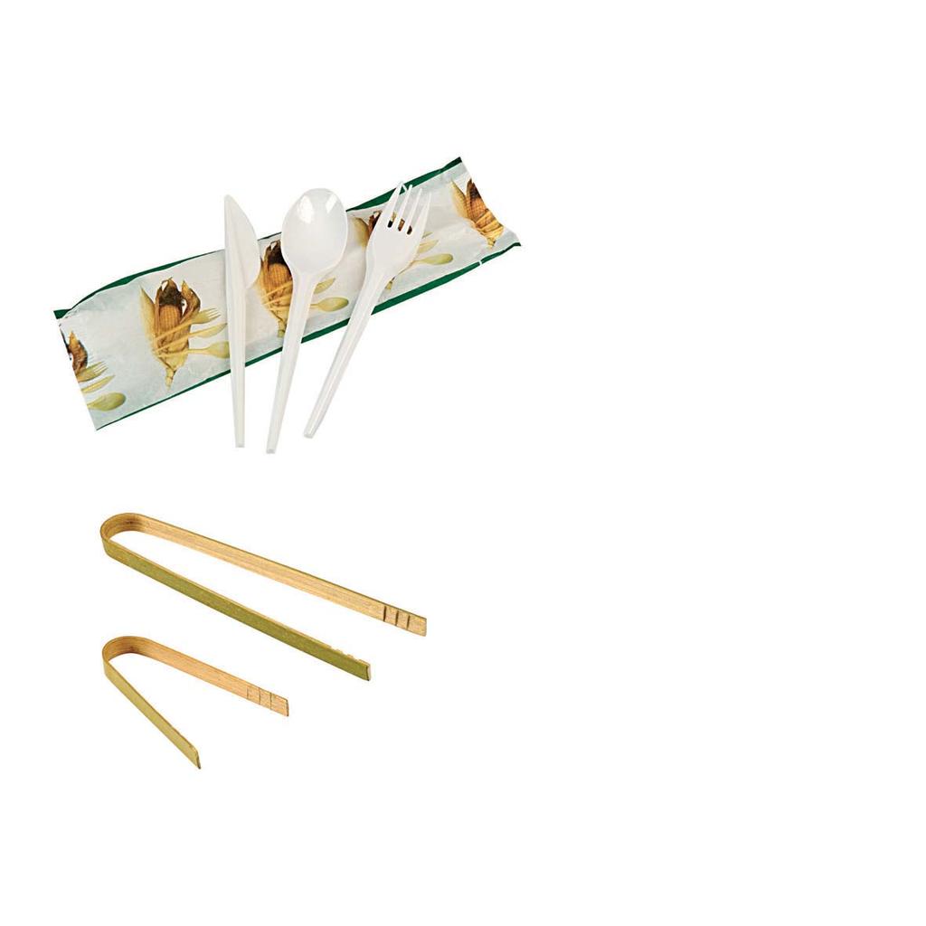 Biosolia cutlery Made with corn Kit 4/1 Biosolia cutlery bamboo tong 16 cm - 100 per pack CK15001 Pack :