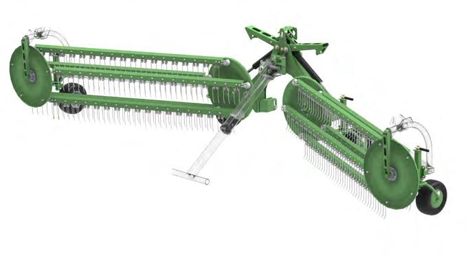 storage less space occupied Tine bar thorough raking for cleaner fodder Ground following wheels turf protection, accurate