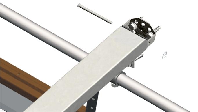 The C brackets must firmly hold rail assembly to chassis. See Figures 3, 4. Do not remove tape around the trolley and straight power arm until Step 9.