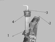 Connect the air source, use the lock air valve push button to lock the horizontal arm fig.2.2. Operate the column tilt pedal fig.2.8 and the column will tilt backwards by about 25.