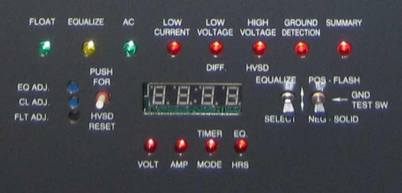 The Front Panel Figure 14 - TPSD Front Panel The TPSD front panel includes: Digital Meter Display Two operation mode LED indicators: FLOAT (green) and EQUALIZE (Amber) Incoming power LED indicator: