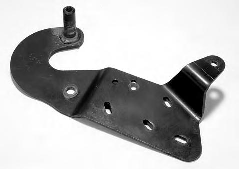 The slotted brackets allow for vertical adjustment of the hood. The pivot block holds the pivot and torsion rod systems together.