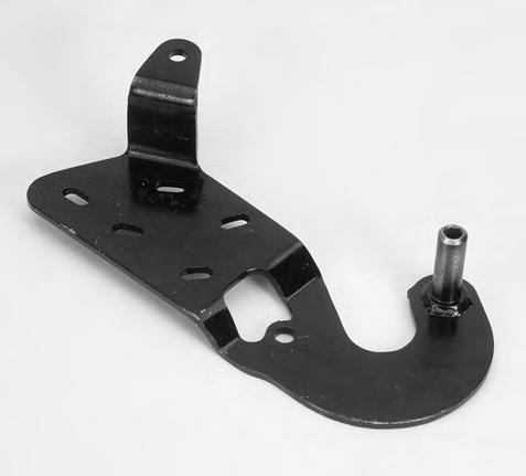 The J-bracket has a pin at its lower end which is the pivot point of the hood.