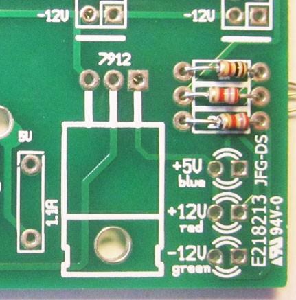 Step 1: Resistors Insert and solder the 3 resistors.