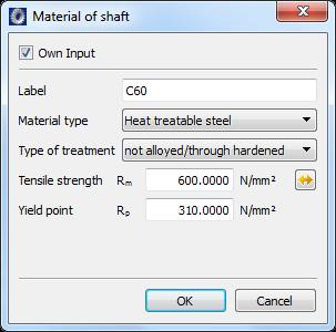 Input shaft material data. Figure 8. Selecting values for materials 2.3 Running the analysis and report Click in the tool bar or press "F5" to start the calculation.