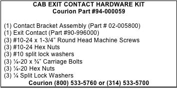 Safety Contacts 90-877100 Safety Exit Contact - Explosion Proof COURION Car Enclosure Safety Exits.