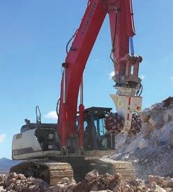 AQ-5 cutter operating at a limestone quarry in Australia. Cutter mounted on a CAT 374 excavator.