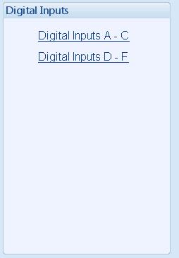 4.4 DIGITAL INPUTS The digital inputs page is subdivided into smaller sections. Select the required section with the mouse. Input function.