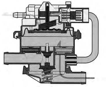 The LDP is a diaphragm pump, above the diaphragm is a chamber that when the leak test begins is alternately connected to vacuum and atmosphere by an electric frequency valve operating at