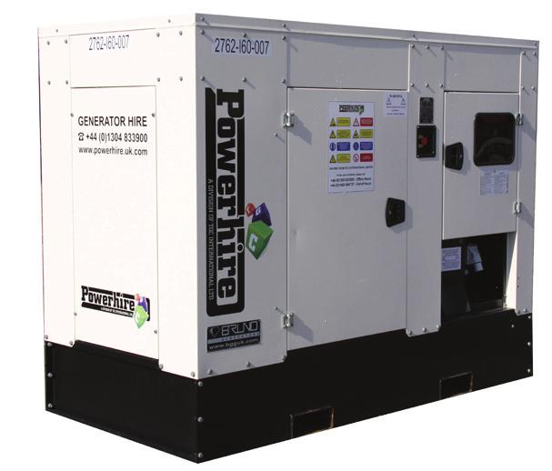Generators GENERATORS 60kVA to 100KVA 60kVA - Super Silent (Eventmaster) Make BGG Generator Output 87 Amps @ 400v Power (Prime) 48kw @0.