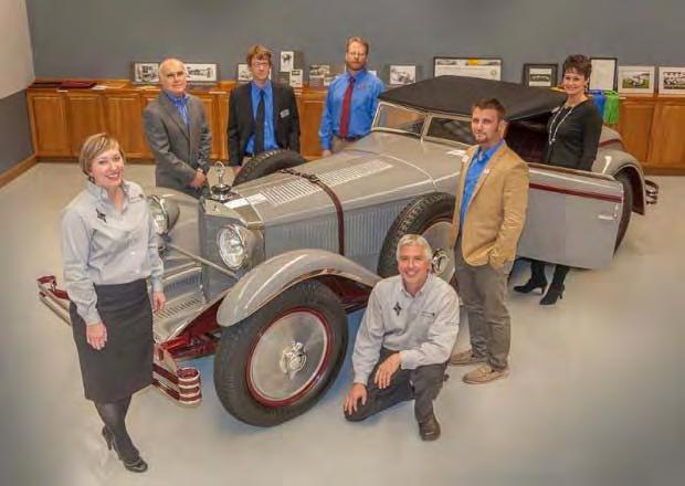 Surrounding the Saoutchik-bodied 1928 Mercedes-Benz Typ S Torpedo, Front Row: Stacy Puckett and Chris Hammond, McPherson College Graduates and part of the Paul Russell and Company team responsible