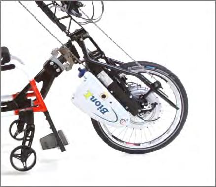 Extended steering axis 5 Central adapter for fixed frame wheelchairs The product is coupled using a central adapter on the wheelchair frame's cross pipes.