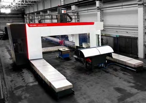 TOS FRU gantry machining centre + + essential machine parts castings + + movable portal (gantry), fixed table + + fixed or movable cross rail + + multifunctional version of machine with VTL function